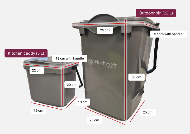 Food waste bin measurements.
